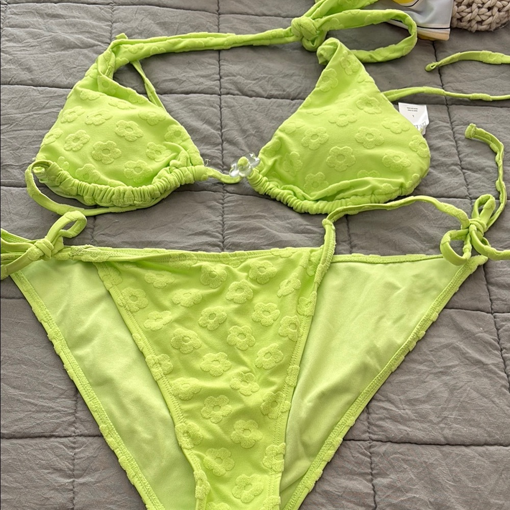 Vibrant Green Floral Bikini Set